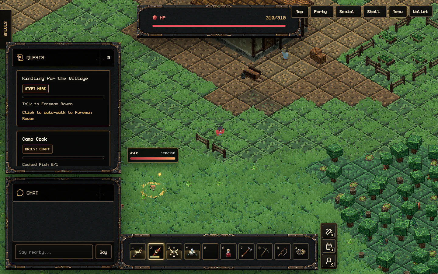 An Ashglass Arcanist casting Fire Lance at a targeted wolf outside Hearthmere during actual No Lords Remain gameplay.